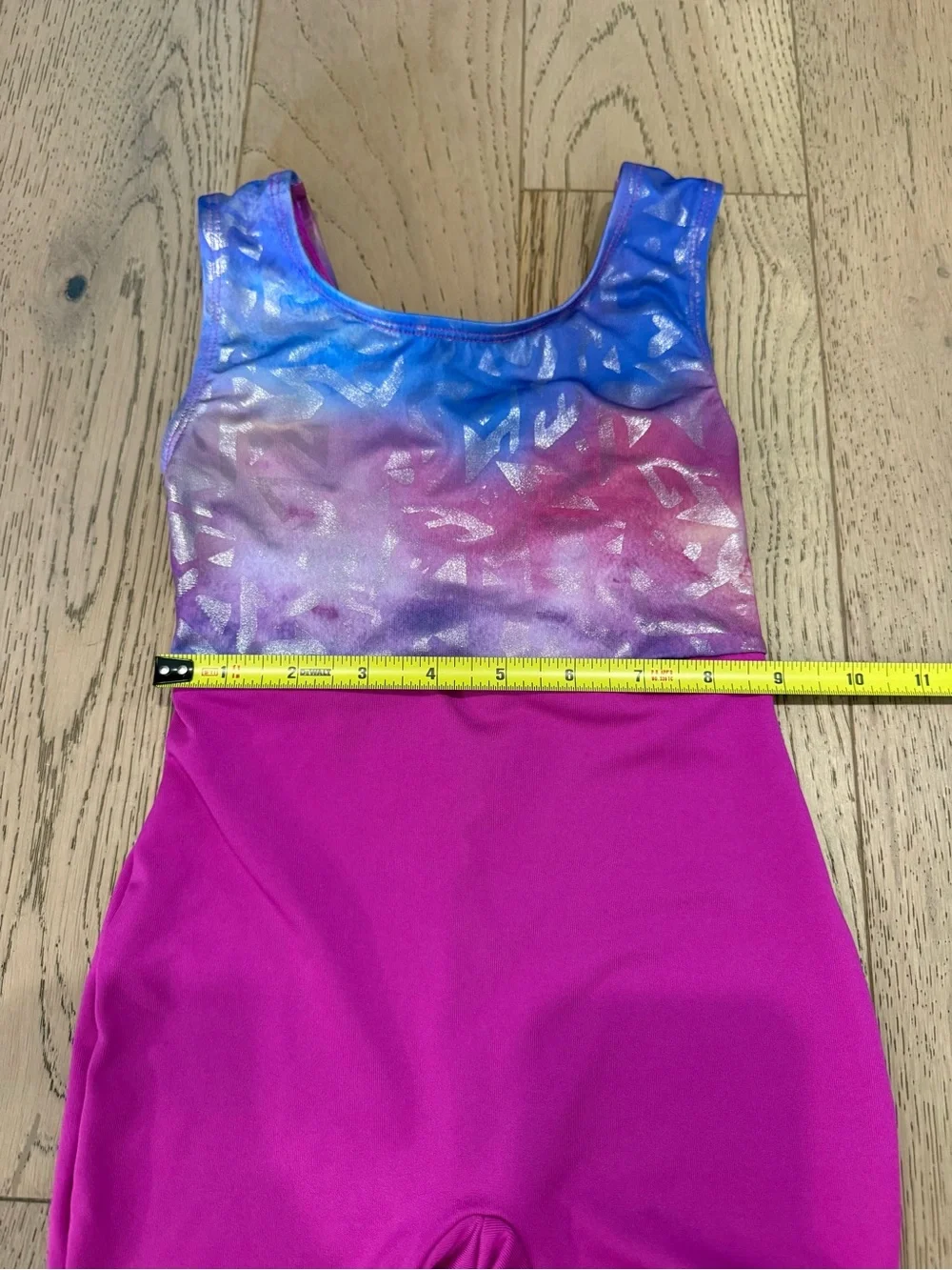 Cat & Jack Girls Gymnastics Biketard Leotard XS 4/5 Pink Blue Metallic